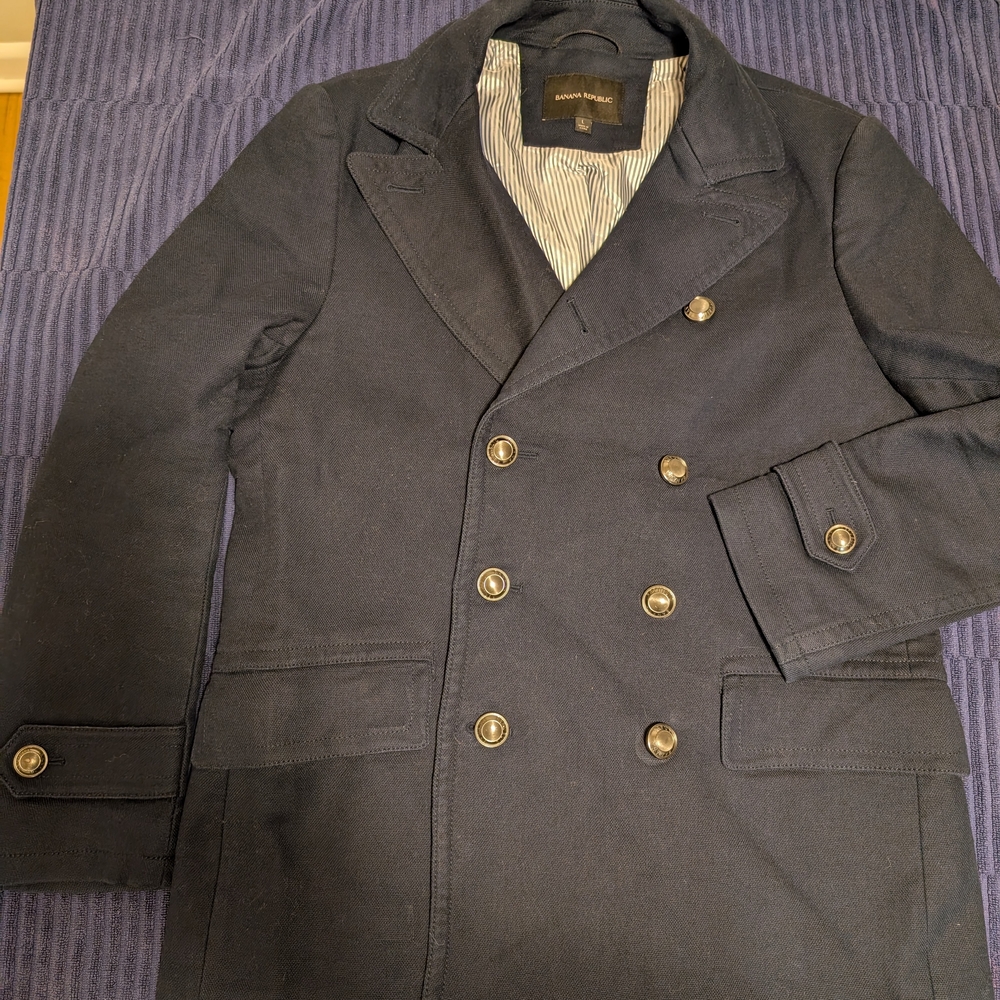 Men's Navy Double-Breasted Coat